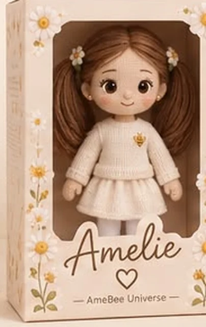 Amelie crochet doll in its gift box